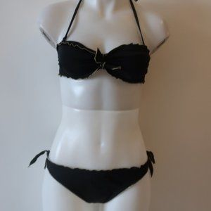 WOMENS LE BAIN BY ETAM BLACK GOLD BANDEAU SWIMSUIT BIKINI XS UK/8 US/4 *